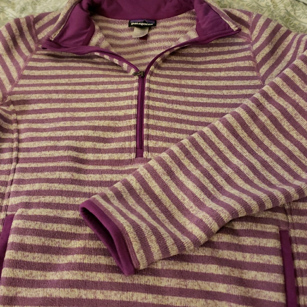Patagonia Better Sweater striped purple pullover L